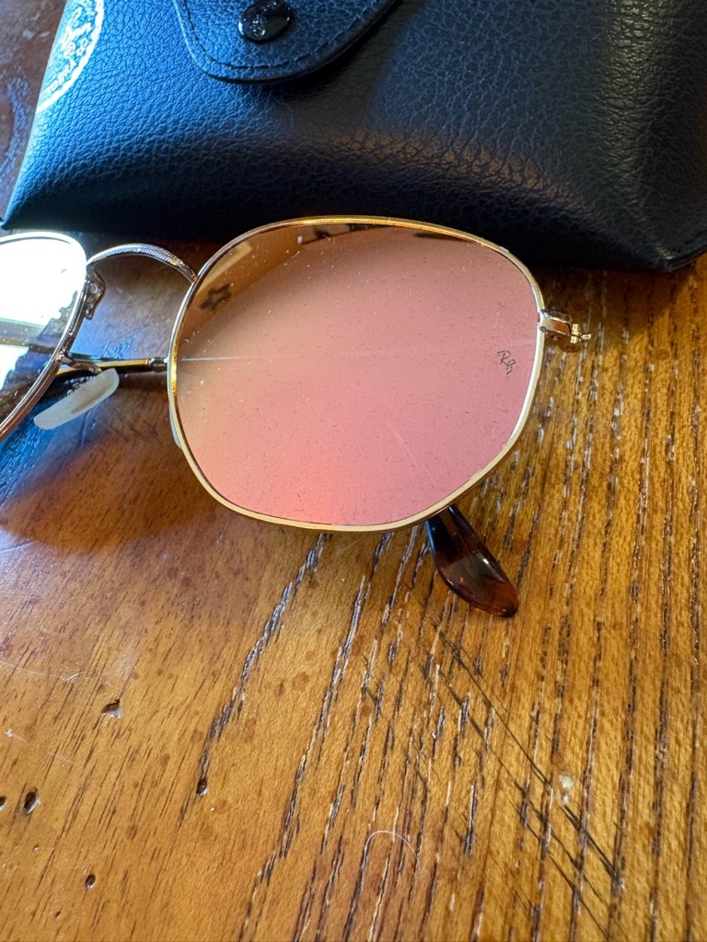 Ray-Ban RB3548N Sunglasses Pink Gradient Gold Frame Hexagonal Italy w/ Case - Picture 4 of 8